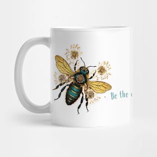 Be the Change With Teal Bee Teal Print Mug